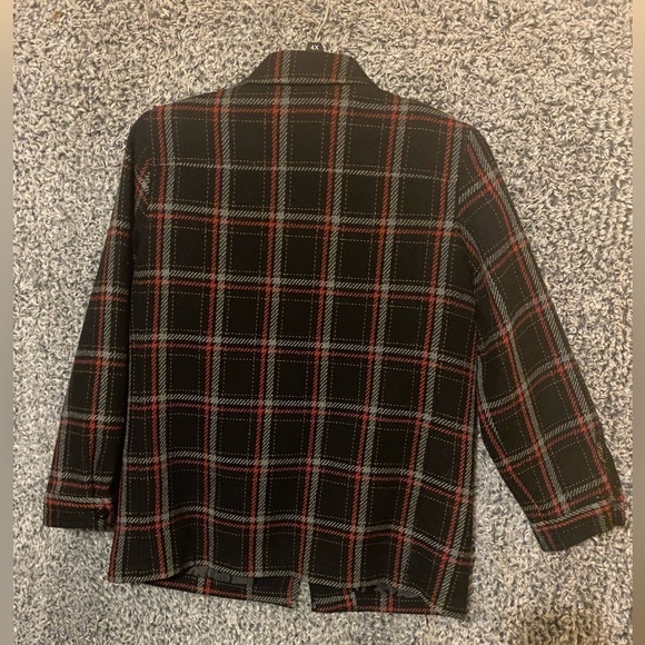 Vintage Requirements Womens 12 Size Blazer Red Black Plaid Zip Up Pockets - Picture 2 of 6